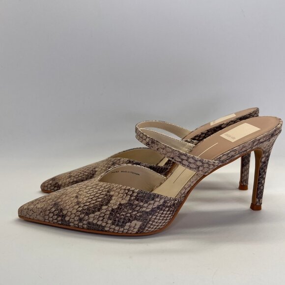 Dolce Vita  Kanika Heels Size 9.5 Sand Snake Embossed Leather Pointed Toe - Picture 3 of 16